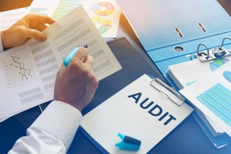 man reviewing auditing document